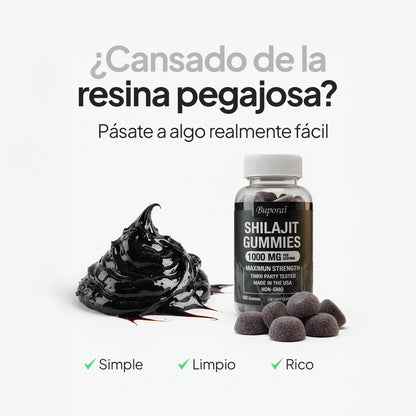 Shilajit Energía en Gomitas – Tu Refuerzo Diario Fácil y Delicioso